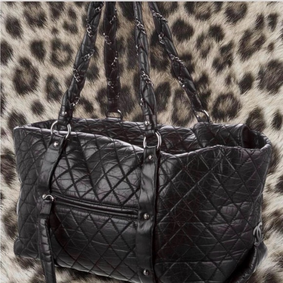 Authentic Chanel XL Distressed Lambskin Lady Braid Tote